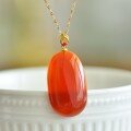 wholesale 925 Silver with Certificate New Chinese-style Square Jade Pendant Bead Agate Carnelian Nothing-Plaque Necklace for Women-0-3