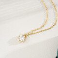 14K Gold Plated 925 Silver Moissanite Teardrop Pipa Pendant Necklace-0-1