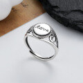 wholesale S925 Sterling Silver Retro Korean Style Braided Love Letter Ring Ins Creative Versatile Index Finger Ring for Women-0-0
