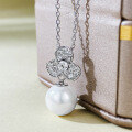 wholesale S925 Silver Floral Pearl 11mm Necklace for Women, Small Batch Chinese Style Elegant Pendant Versatile Collarbone Drop-0-3