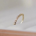 wholesale S925 Sterling Silver Row Diamond Ring Fashionable and Unique Zircon Inlaid Pinky Ring Ins Minimalist Style Adjustable Index Finger Ring-0-2