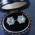 S925 Silver Inlaid Natural Weicui Sunflower Stud Earrings-0-4