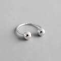 wholesale S925 Sterling Silver Korean Style Fashionable Minimalist Smooth Double Bead Open Joint Ring-0-0