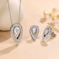 wholesale 18K gold-plated S925 silver cross-border new 6*9mm teardrop-shaped 15-carat moissanite pendant necklace for women-earrings