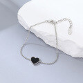 wholesale S925 Silver Cross-Border Hot-Selling Black Agate Heart Ins Style High-End Choker Necklace Set for Women-0-6