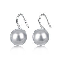 wholesale S925 Sterling Silver Nordic New Pearl Drop Earrings for Women, Goddess Style Fashion Versatile Design Wholesale-Platinum Gray Pearl DY110248-SW-GY 925 Silver