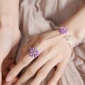 wholesale S925 Sterling Silver Creative Purple Enamel Rotating Daisy Ring, Japanese Light Luxury Jewelry, Direct from Manufacturer-0-2