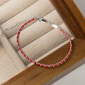 wholesale S925 Silver Nalan National Tide Chinese Style Trendy Design Double-Layer Light Bead Woven Red String Bracelet S7510-0-1