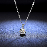 Sterling Silver Pendant Moissanite Necklace Women's Plum Flower Ins Style-1-carat necklace (set with simulated diamonds)  925 silver