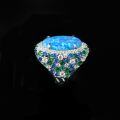 wholesale 925 Silver Gold-Plated Ring with High-Carbon Diamond and Imitation Opal in Blue-Green Dreamy Starry Sky Retro Versatile Women's Ring-0-4