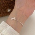 wholesale S925 Sterling Silver Bow Bracelet for Women, Minimalist and Dainty Small Fresh Style Delicate Best Friend Jewelry, Korean Version-0-1