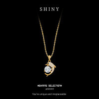 Sterling Silver New Korean Style Exquisite Cute Dolphin Moissanite Necklace-S925 sterling silver, 22K gold, and 50-point moissanite.