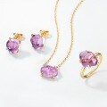wholesale S925 silver gold-plated Japanese minimalist amethyst retro geometric pendant for women's trendy wholesale-0-3