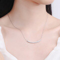 wholesale S925 Sterling Silver Moissanite Necklace for Women, Minimalist Korean Style, Ins Small and Luxurious Smile Pendant Collarbone Chain-0-3