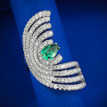 wholesale S925 Sterling Silver New 5*7 Pear-Shaped Simulated Emerald Ring with Luxury Cross-Border Setting-0-2