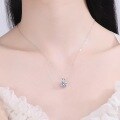 wholesale 925 Sterling Silver Moissanite Four-Prong Necklace Women's Collarbone Chain Ins Minimalist Style Simple Niche Design-0-3