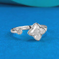 wholesale S925 Silver 6*6mm Lily Stone Openable Ring Women's Four-Leaf Clover Flower Live-0-0