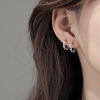 wholesale S925 Sterling Silver Roman Earrings for Women, Minimalist Luxury High-End Hoop Earrings, Valentine's Day Simple Ear Clasp Jewelry-Simple Roman earrings/approx. 2.03g EK003819