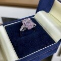 wholesale 925 Sterling Silver Pink Diamond Ring Women's Large Cocktail Diamond Ring Engagement Ring 10X14 Large Size TikTok Live Stream Source-0-1