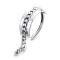 wholesale S925 Sterling Silver Korean Style Creative Chain Tassel Mixed Index Finger Ring Hip Hop Open Adjustable Ring-0-4