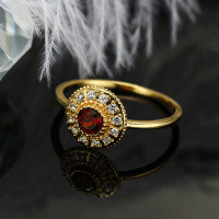 wholesale 925 Silver Classic Vintage Natural Garnet Fate Compass Ring for Women-Vintage Pomegranate Ring  Size 12