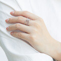 wholesale S925 Sterling Silver New Fashion Line Wrapped Multi-Row T-Prong Set Cubic Zirconia Ring Trendy X-Shaped for Cross-Border eBay-0-3