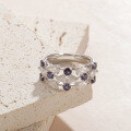 wholesale S925 Sterling Silver High-End Elegant Cultured Sapphire Moissanite Ring for Women-0-1