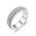 wholesale S925 silver plated with 18k gold classic rotating full-cut moissanite row ring unisex with rotating design-0-4