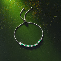 wholesale 925 Silver Zishi Bracelet Inlaid with Emerald Gift Jewelry Source Wholesale Silver Bracelet Ready-to-Ship Dropshipping-3.0m Emerald Bracelet 925 Silver
