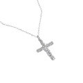 wholesale S925 Sterling Silver 365 Korean Version Ins Crinkle Cross Pendant Necklace for Women, Small Batch Design, Minimalist Silver Chain Accessory-0-4