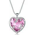 wholesale S925 Sterling Silver Swarovski Crystal Necklace with Simulated Emerald Gemstone Pendant in an Elegant Heart Design-0-10