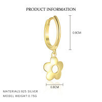 wholesale 925 Sterling Silver Floral Earrings for Women, Minimalist Petal Design, Trendy and Unique-E4961-Gold/Pair 925 Silver