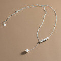wholesale S925 Sterling Silver Fresh and Sweet Ins Style Small and Large Cat Eye Bead Fringe Necklace Y01717-0-3