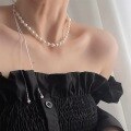 wholesale S925 sterling silver drawn stretch natural freshwater pearl broken silver necklace for women, small and unique heavy-duty choker-0-4