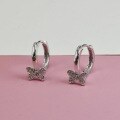 wholesale 925 Sterling Silver New Style Personalized Butterfly Micro-Set Fashionable High-End Zirconia Niche Cross-Border Sweet Hoop Earrings-0-1