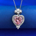 wholesale S925 Sterling Silver 10*10mm Heart-shaped Morganite Pink Pendant Necklace for Women, Classic and Simple Fashion Style-0-5