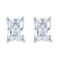 wholesale 925 Sterling Silver Rectangle Gemstone Zircon Ear Studs, European and American Fashion Minimalist Crystal Birthstone Earrings, Niche Wholesale-0-8