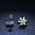 Sterling Silver Snowflake Earrings with Moissanite for Women-0-0