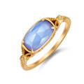 wholesale [925 Sterling Silver] DUNLI Jewelry New Small Fresh Blue Quartz Shell Ring, Ready to Ship for Dropshipping-0-0