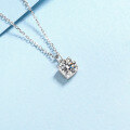 wholesale 925 Sterling Silver Moissanite Necklace for Women, Square Pendant with Single Stone Design, Statement Collarbone Chain, Popular on Xiaohongshu-0-2