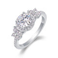 Sterling Silver S925 Light Luxury Closed Panyu Wholesale Cross-border Round Moissanite Women's Ring-0-3