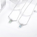 wholesale S925 Sterling Silver Bow Zircon Necklace and Ear Pendant Set, Minimalist Small Luxury Jewelry with Elegant High-End Sense Collarbone Chain-0-0