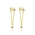 wholesale S925 Sterling Silver Cross-border Wholesale Star Moon Micro-inlaid Tassel Earring Set-0-3