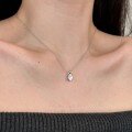 wholesale S925 Sterling Silver French Wedding Style Women's Necklace Minimalist Oval Zircon Inlaid Luxe Elegant Collarbone Chain-0-2