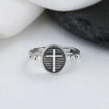 wholesale S925 Sterling Silver Retro Striped Cross Ring Creative Individualistic Hip-Hop Punk Style Index Finger Ring for Women-0-0