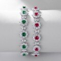 wholesale S925 Sterling Silver Trendy and Versatile Full Diamond Lab-Grown Emerald Elegant Banquet Ladies Bracelet-0-1