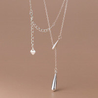 wholesale S925 Sterling Silver Waterdrop Pendant Necklace Adjustable Ins Style Choker for Women Y00235-S925 Silver Necklace 925 Silver