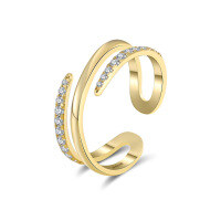 wholesale 925 Sterling Silver Geometric Zircon Jewelry For Women-925 silver electroplated 14K gold opening adjustable 1.91g 925 silver