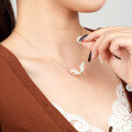 wholesale 925 Sterling Silver Light Luxury Zircon Inlaid Angel Wing Necklace, Women's-0-2