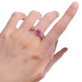wholesale Metal: 925 Sterling Silver, 6*6 Rubellite Pink Tourmaline Open Adjustable Ring for Women,-0-4